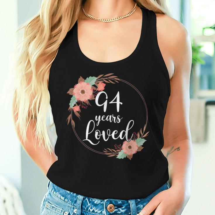 Floral Loved 94 Year Old 94Rd Birthday Mom Grandma Women Tank Top Gifts for Her