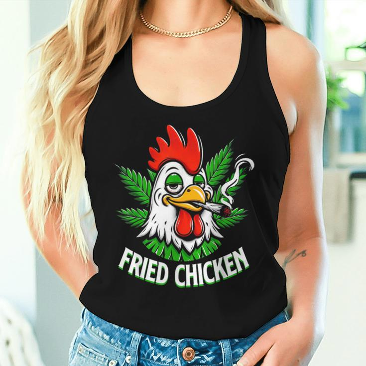Fried Smoking Chicken 420 Marijuana Weed Leaf Pots 420 Women Tank Top Gifts for Her