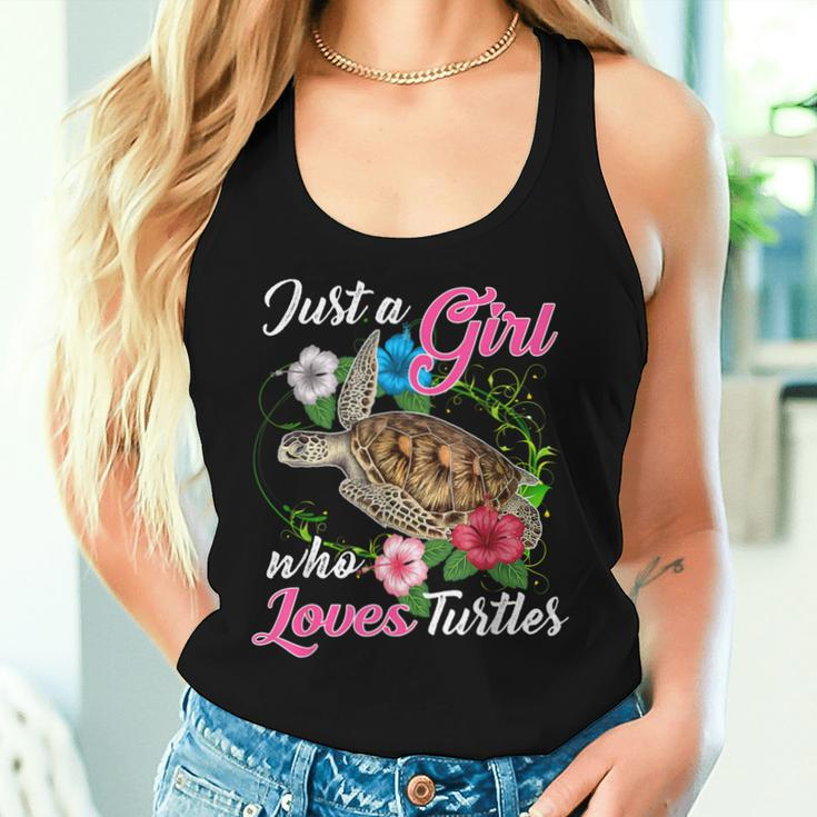 Fun Just A Girl Who Loves Turtles And Girls Cute Women Tank Top Gifts for Her