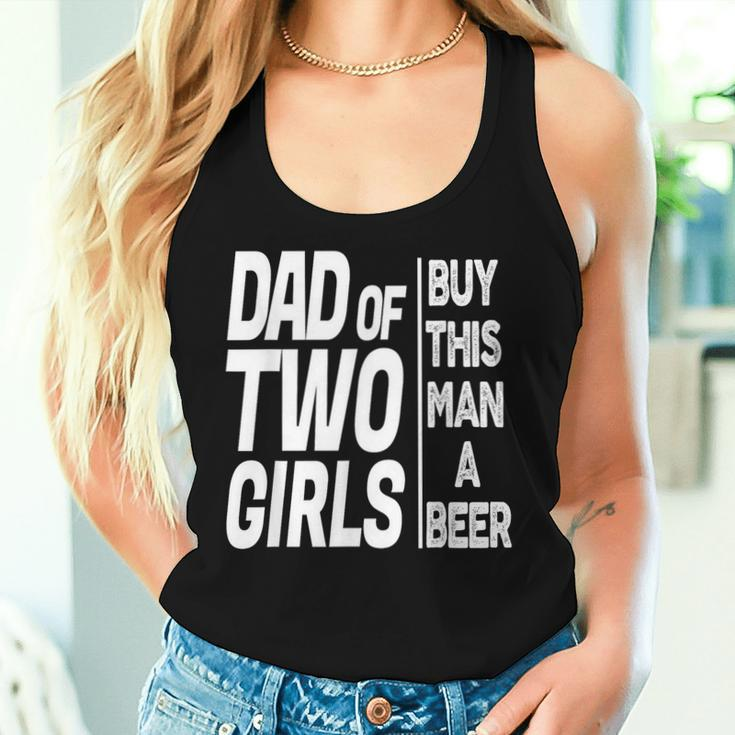 Daddy Dad Of Two Girls Father's Day From Daughter Women Tank Top Gifts for Her