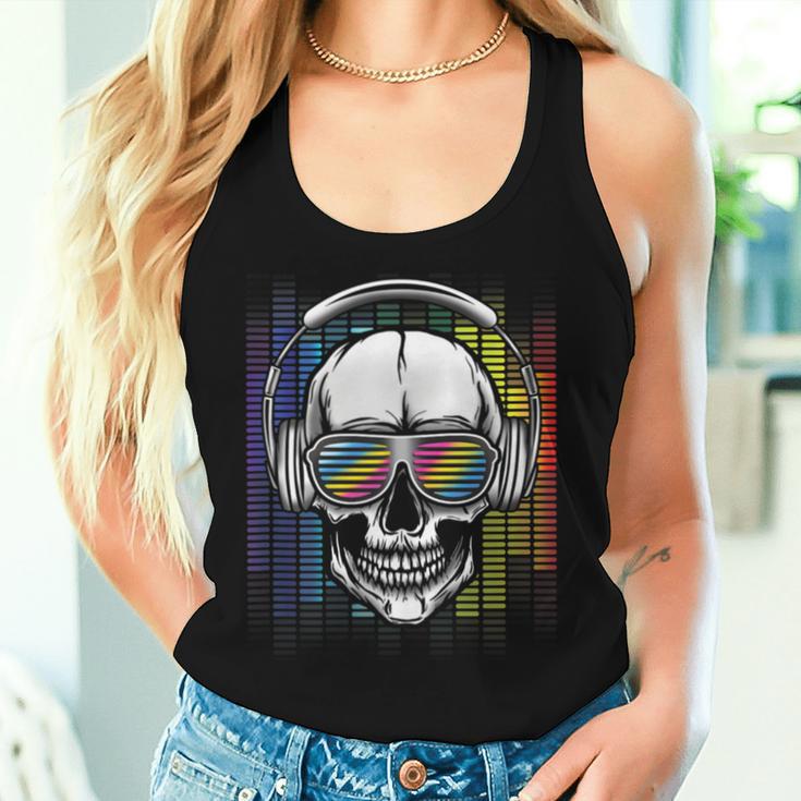 Edm Rainbow Skull Dj Rave Edm Party Women Tank Top Gifts for Her