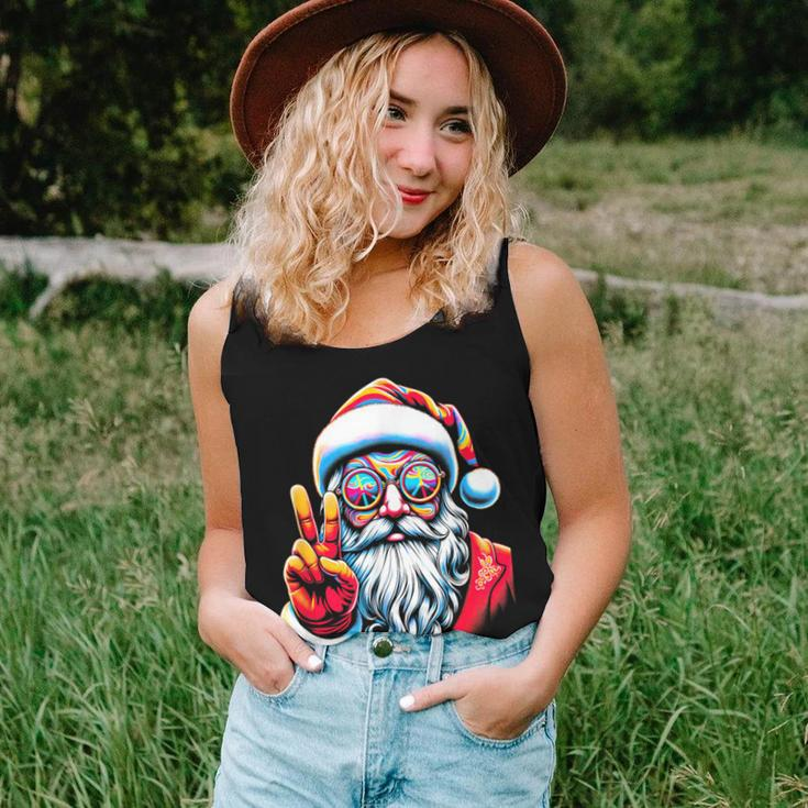 Hippie Santa Claus Peace Groovy Retro 70S Christmas Women Tank Top Gifts for Her
