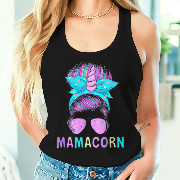 Mamacorn Unicorn Messy Bun Mom Mother's Day Girl Women Women Tank Top Gifts for Her