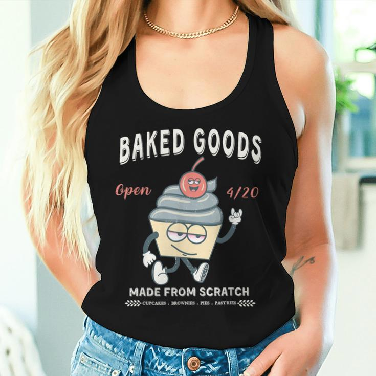 Retro Weed Cupcake Vintage 420 Baked Goods Women Tank Top Gifts for Her