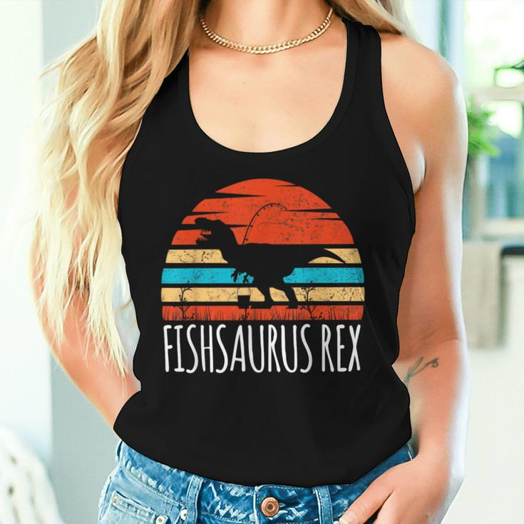 Saying Fishsaurus Dinosaurs Fishing Sarcasm Men Women Tank Top Gifts for Her