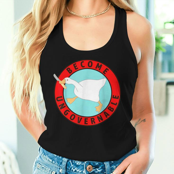 Silly Goose Become Ungovernable Sarcastic Goose Meme Women Tank Top Gifts for Her