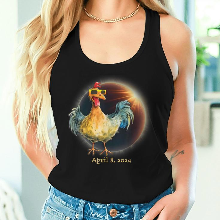 Total Solar Eclipse Chicken Wearing Eclipse Glasses Women Tank Top Gifts for Her