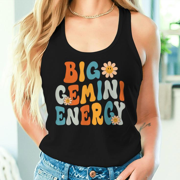 Gemini Big Energy Retro Smile Flower Zodiac Birthday Women Women Tank Top Gifts for Her