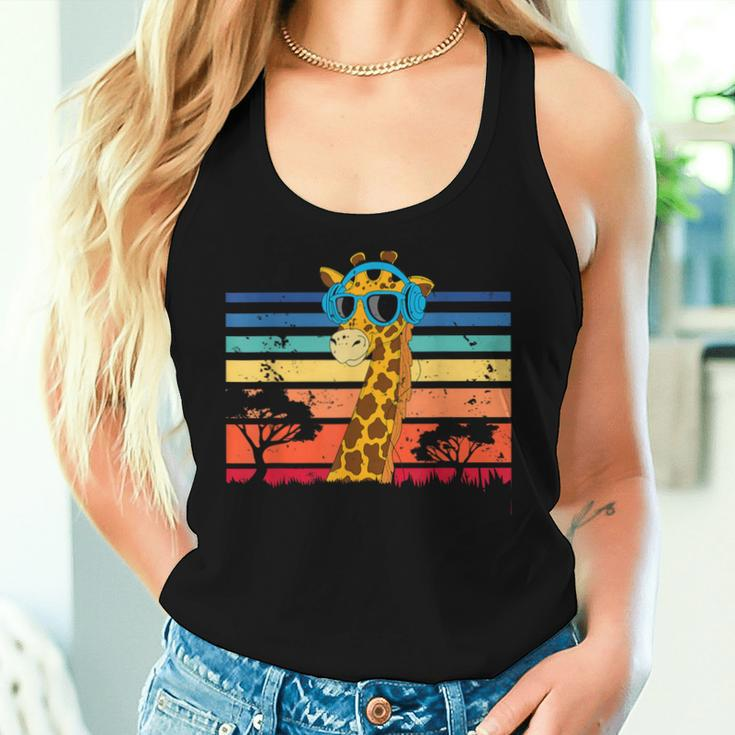 Giraffe With Sunglasses Giraffe Lover Zoo Animal Wildlife Women Tank Top Gifts for Her
