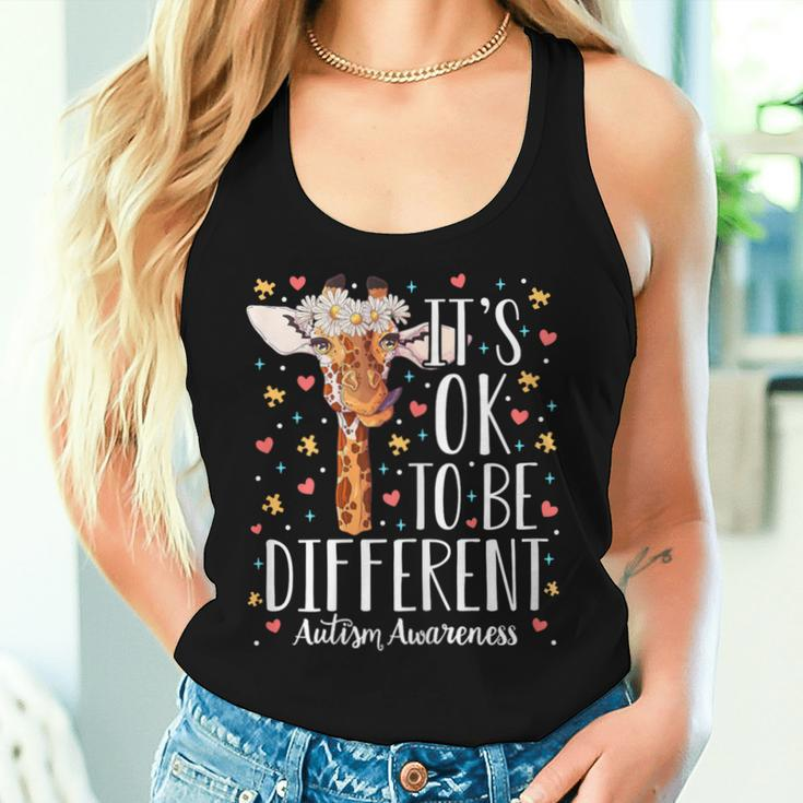 Girls Autism Giraffe It's Ok To Be Different Autistic Women Tank Top Gifts for Her