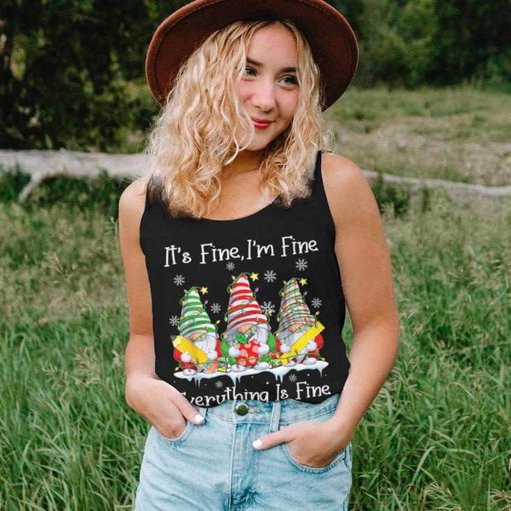 Gnome Xmas Its Fine I'm Fine Everything Is Fine Teacher Life Women Tank Top Gifts for Her