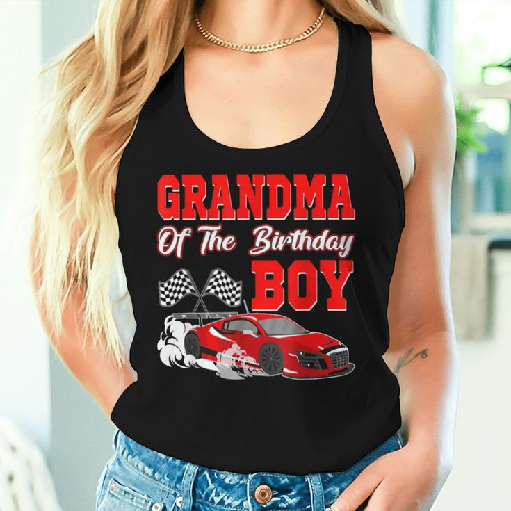 Grandma Of The Birthday Boy Race Car Party Racing Family Women Tank Top Gifts for Her