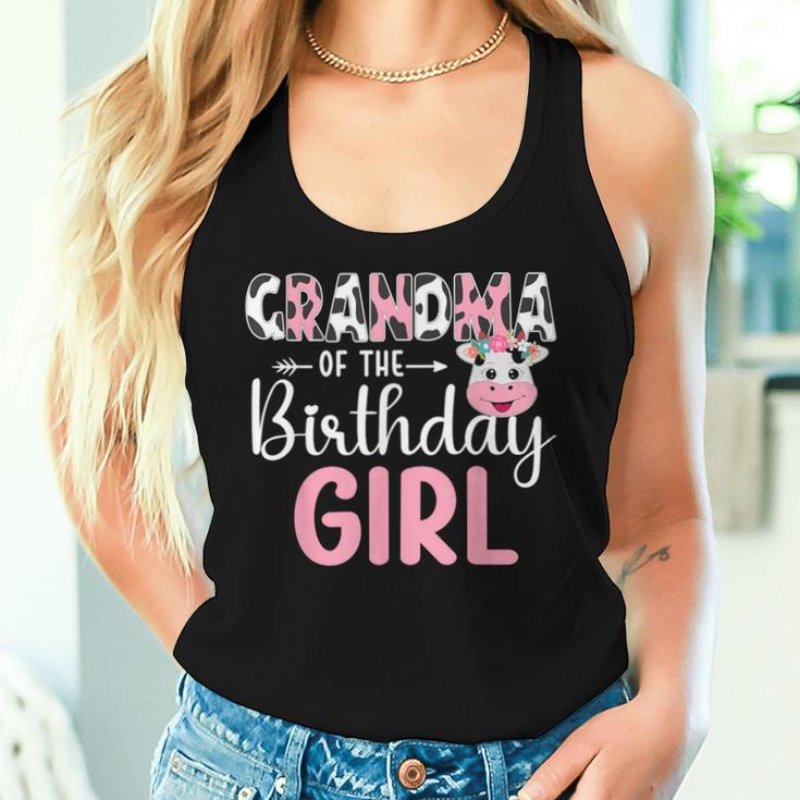 Grandma Of The Birthday Girl Farm Cow Grandma Birthday Girl Women Tank Top Gifts for Her