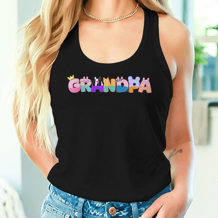Grandpa Birthday Girl Pink Pig Family Party Decorations Women Tank Top Gifts for Her