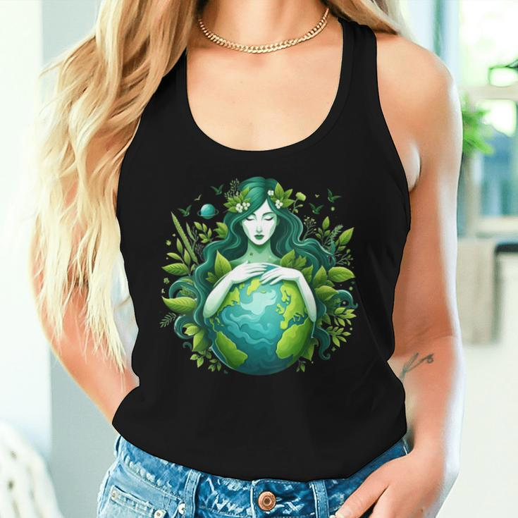 Green Mother Earth Day Gaia Save Our Planet Hippie Women Tank Top Gifts for Her