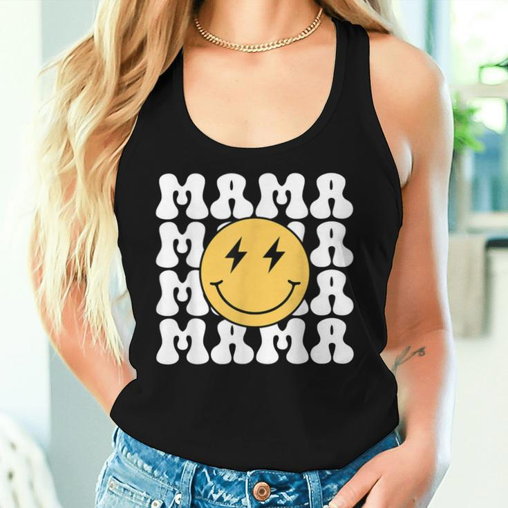 Groovy Happy Face Bolt Eyes One Happy Dude Birthday Mom Mama Women Tank Top Gifts for Her