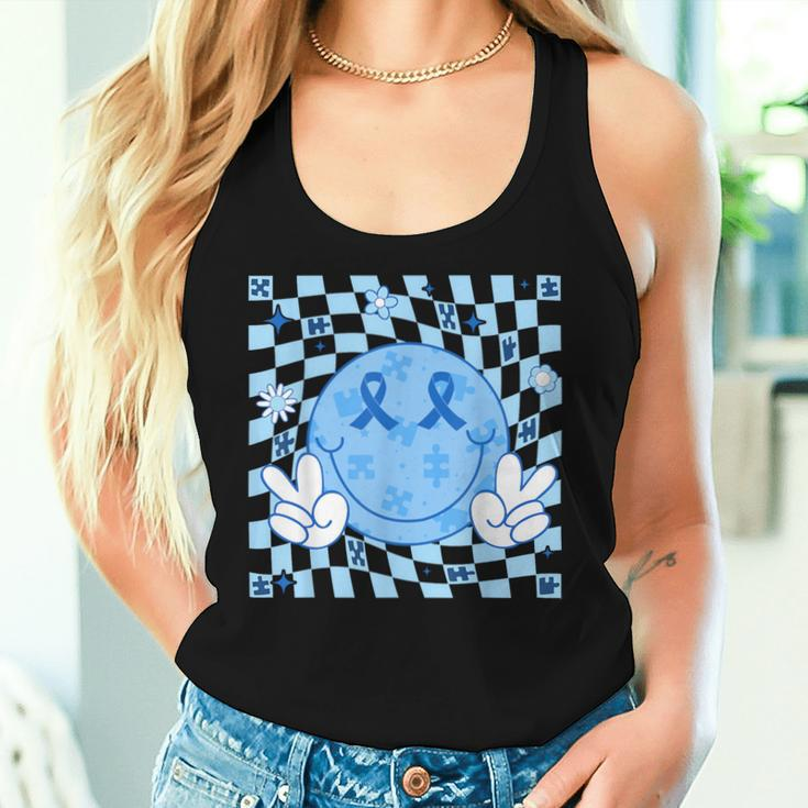 Groovy Hippie Face Puzzle Autism Awareness Men Women Tank Top Gifts for Her