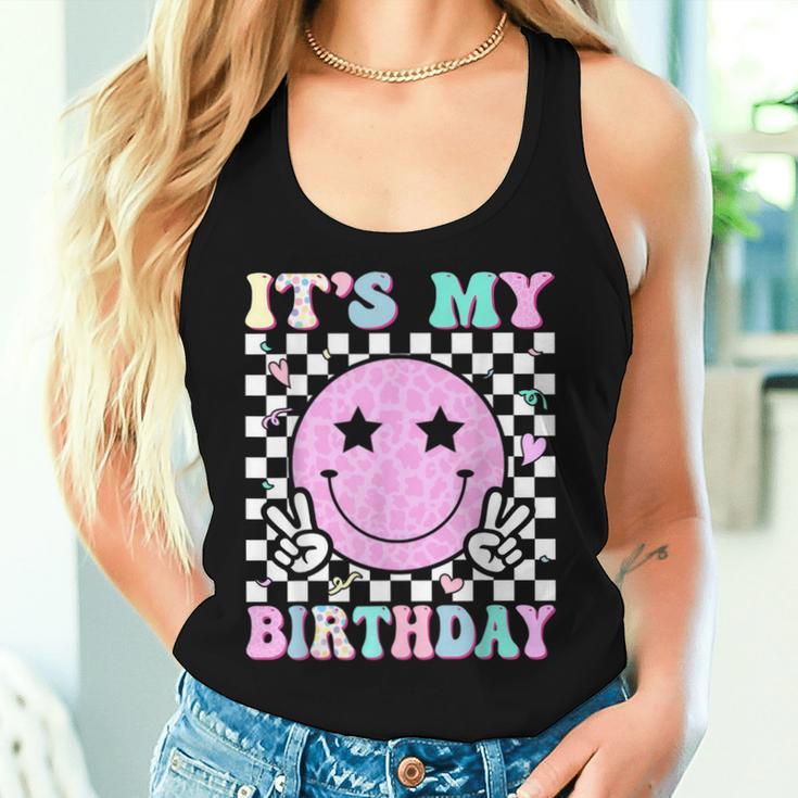 Groovy It's My Birthday Ns Girls Smile Face Bday Women Tank Top Gifts for Her