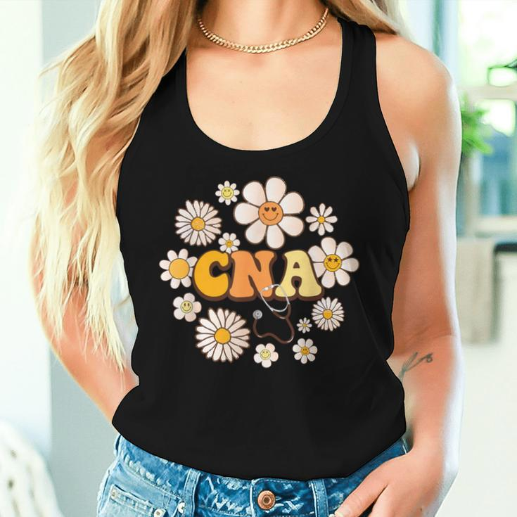 Groovy Smile Face Wildflower Cna Certified Nursing Assistant Women Tank Top Gifts for Her
