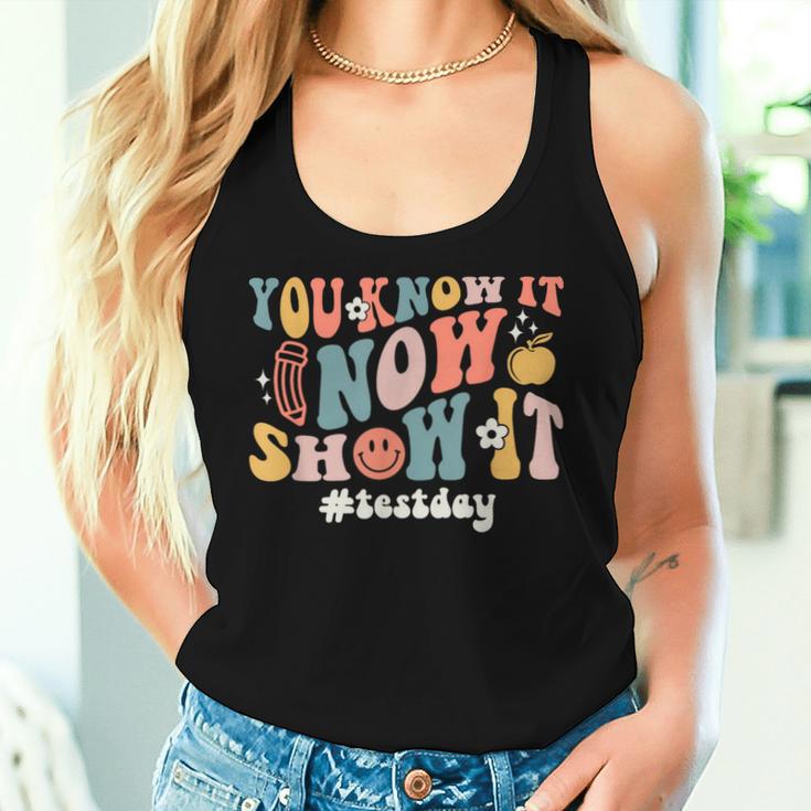 Groovy State Testing Day Teacher You Know It Now Show It Women Tank Top Gifts for Her