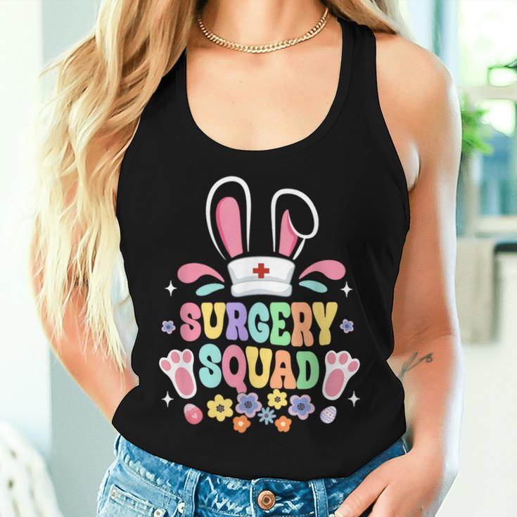 Groovy Surgery Squad Surgical Tech Nurse Bunny Ear Easter Women Tank Top Gifts for Her