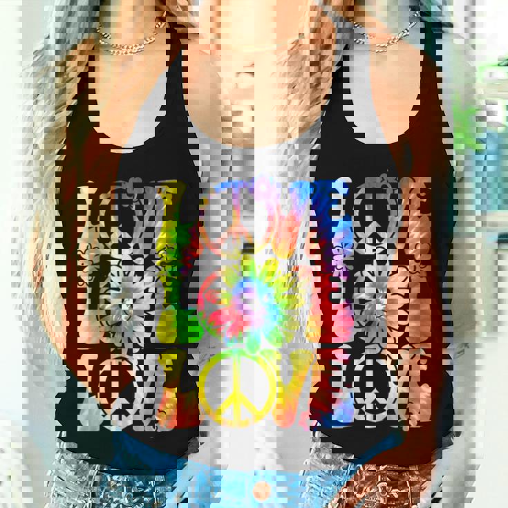 Groovy Tie Dye Love Retro 70'S Hippie Vintage 70S Costume Women Tank Top Gifts for Her