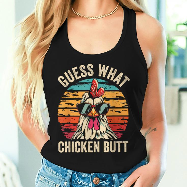 Guess What Chicken Butt Retro Vintage Chicken Meme Women Tank Top Gifts for Her