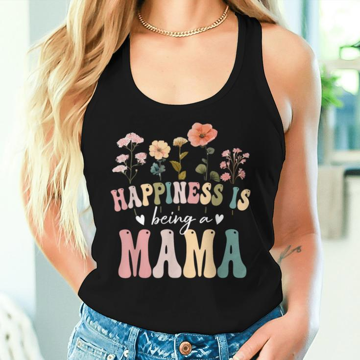Happiness Is Being A Mama Floral Mama Mother's Day Women Tank Top Gifts for Her