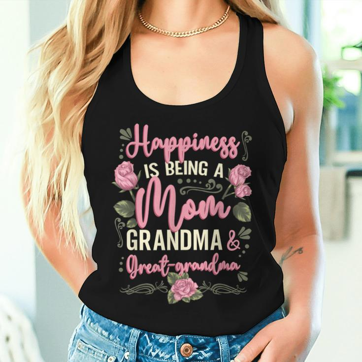 Happiness Is Being A Mom Grandma Great Grandma Women Tank Top Gifts for Her