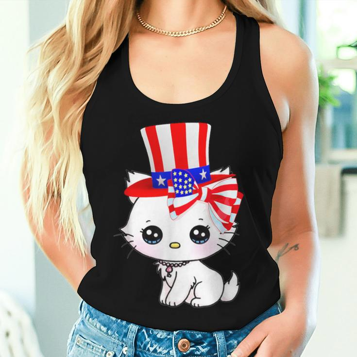 Happy July 4Th Usa Flag Cat Dad-Dy Mom-My Boy Girl Women Tank Top Gifts for Her