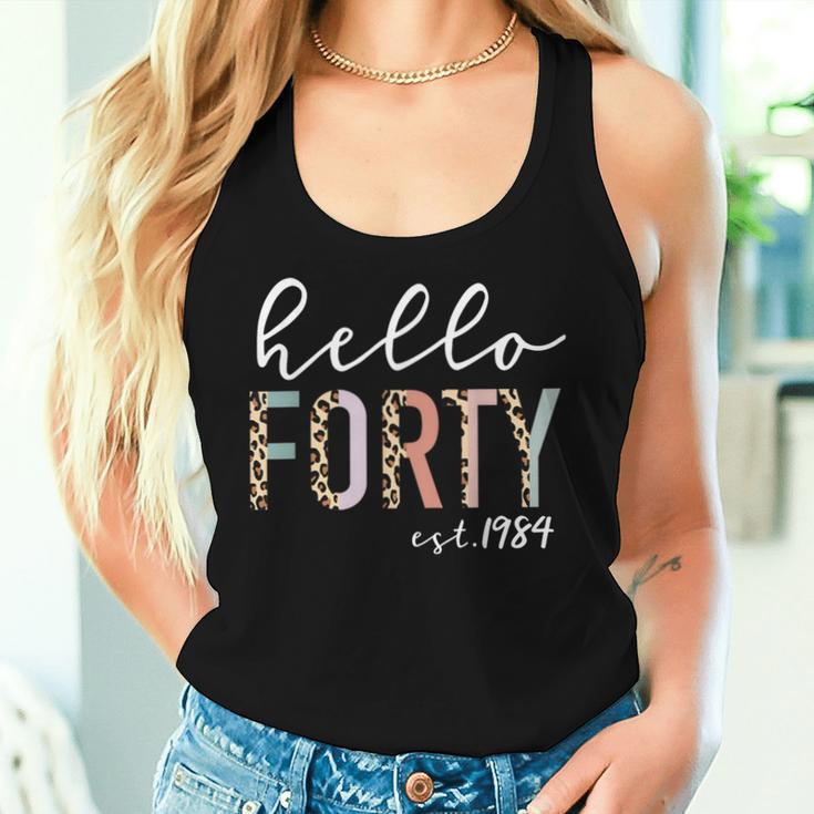 Hello Forty Est 1984 40-Year-Old Leopard Print Women Tank Top Gifts for Her