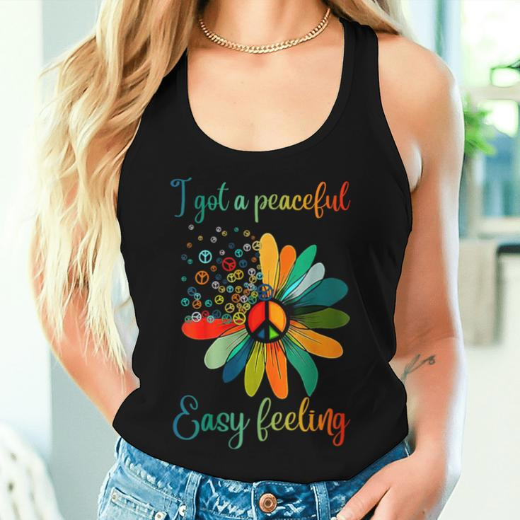 Hippie I Got An Easy Peaceful Feeling Sunflower Peace Sign Women Tank Top Gifts for Her