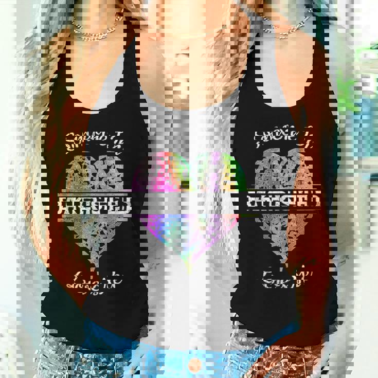Hometown Rainbow Pride Heart Someone In Bakersfield Loves Me Women Tank Top Gifts for Her