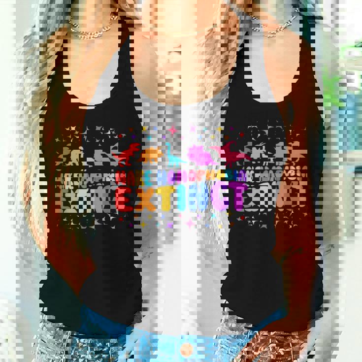 Make Homophobia Extinct Dinosaur Trex Rainbow Lgbt Gay Pride Women Tank Top Gifts for Her