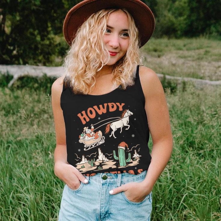 Howdy Christmas Vintage Rodeo Cowboy Santa Western Horse Women Tank Top Gifts for Her