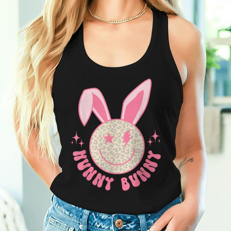 Hunny Bunny Retro Groovy Easter Leopard Smile Face Rabbit Women Tank Top Gifts for Her
