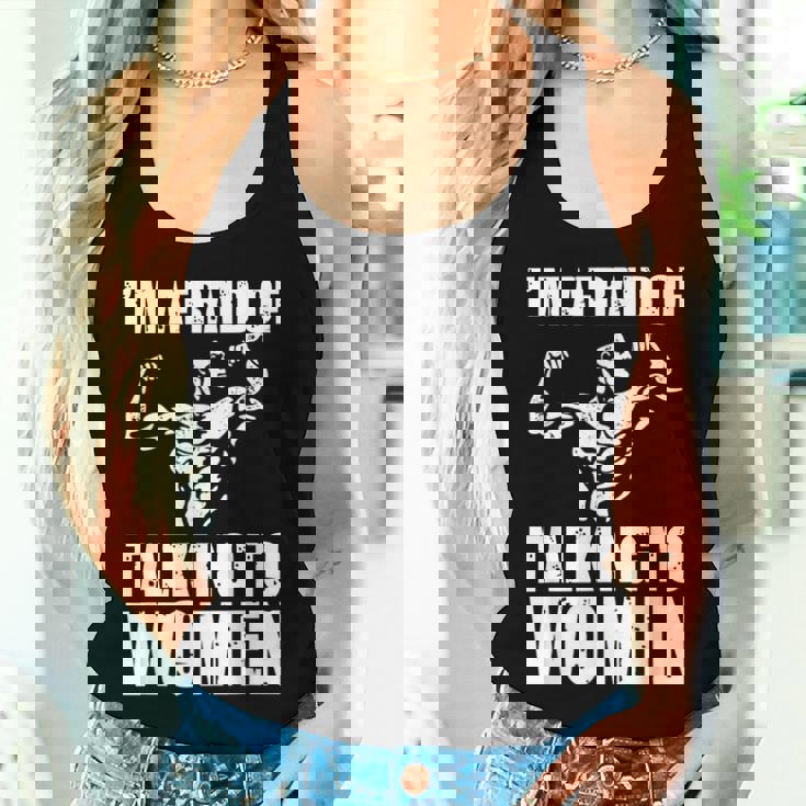 I'm Afraid Of Talking To Entrenamiento Satírico Camiseta sin mangas para mujer Regalos para ella