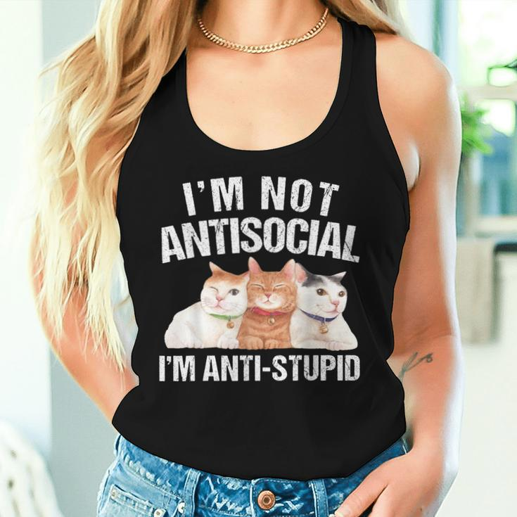 I'm Not Antisocial I'm Anti Stupid Sarcastic Introvert Women Tank Top Gifts for Her