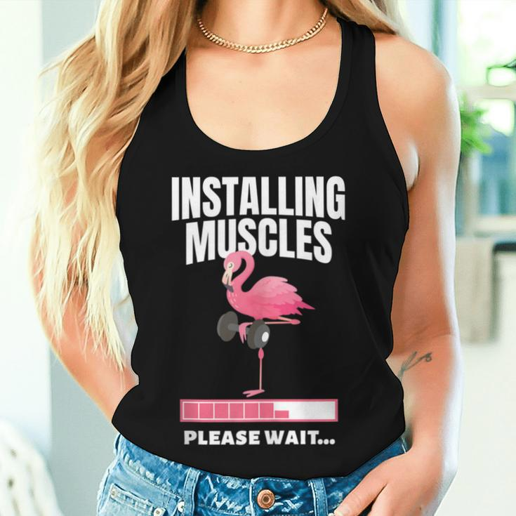 Installing Muscles Flamingo Exercise Fitness Motivation Women Tank Top Gifts for Her