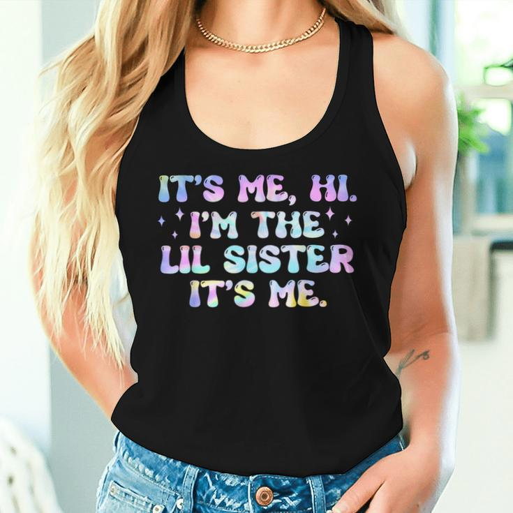 It's Me Hi I'm The Lil Sister It's Me Groovy Kid Women Tank Top Gifts for Her