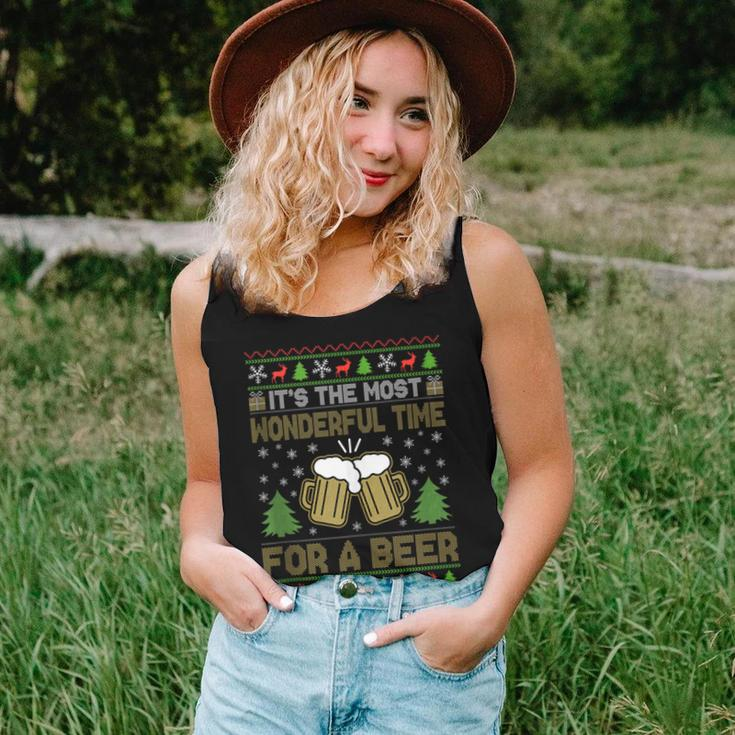 It's The Most Wonderful Time For A Beer Santa Ugly Christmas Women Tank Top Gifts for Her
