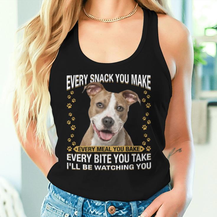 Jeder Snack Den Sie Machen Lustig Amstaff Hund Mama Hund Papa Tank Top Frauen Geschenke für Sie