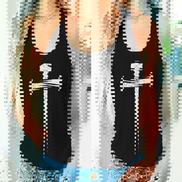 Jesus Cross Three Nails Christian Vintage Cross Made Nails Women Tank Top Gifts for Her