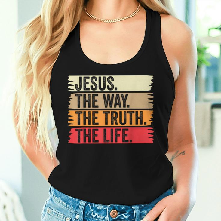 Jesus The Way Truth Life Bible Verse Christian Faith Worship Women Tank Top Gifts for Her