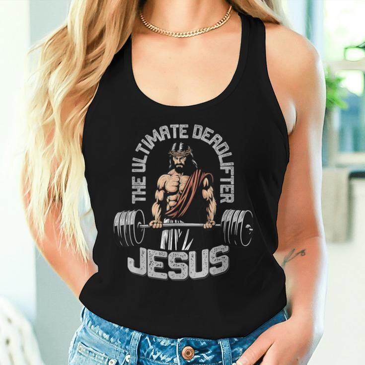 Jesus The Ultimate Deadlifter Christian Gym Women Tank Top Gifts for Her