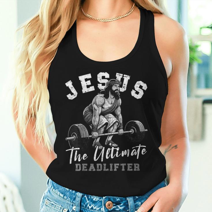 Jesus The Ultimate Deadlifter Christian Workout Gym Women Tank Top Gifts for Her