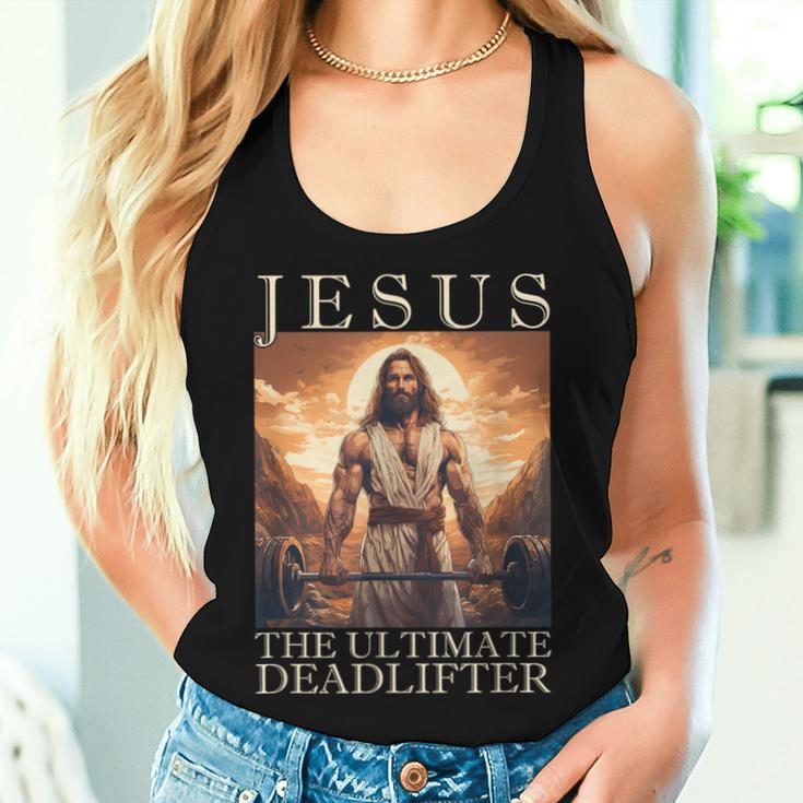 Jesus The Ultimate Deadlifter Christian Lifting Gym Women Tank Top Gifts for Her