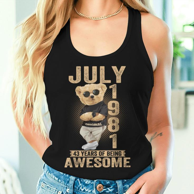 July 43Th Birthday 1981 Awesome Teddy Bear Women Tank Top Gifts for Her