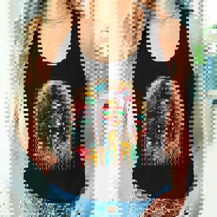 Junenth Black Queen Afro African Melanin Dripping Women Tank Top Gifts for Her