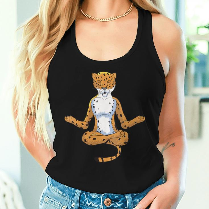 Jungle Yoga Zen Large Cat Cheetah Meditate Yogi Namaste Women Tank Top Gifts for Her
